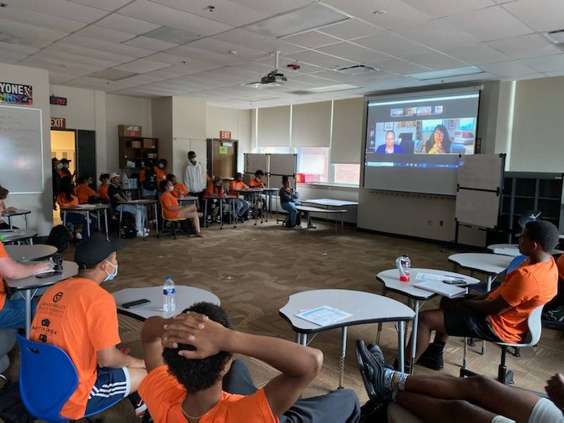 EXCEL Camp Scholars hold a virtual visit with President Mantella and Dean Soman